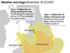 Burza Claudia: Ogłoszono poważny incydent i wydano 90 ostrzeżeń powodziowych, a władze ostrzegają o „znacznym zagrożeniu życia” w związku z trzaskającymi mrozami i śniegiem po drodze
