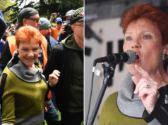 Pauline Hanson przewodzi wiecowi antyimigracyjnemu w Melbourne, wyzywająco obiecując długą przyszłość w polityce