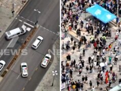 Policja stanu Waszyngton ewakuowała demonstrantów z okazji Dnia Inwazji w Forrest Place w Perth w związku z „doniesieniami o zagrożeniu”