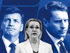 Przywództwo liberalne: Angus Taylor i Andrew Hastie otaczają Sussan Ley