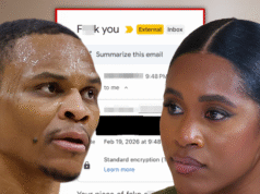 Żona Russella Westbrooka wścieka się na e-mail fana, w którym życzy mu strasznej śmierci