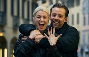 Olimpijska łyżwiarka Olivia Smart i Jean-Luc Becker zajęci w Mediolanie w Walentynki